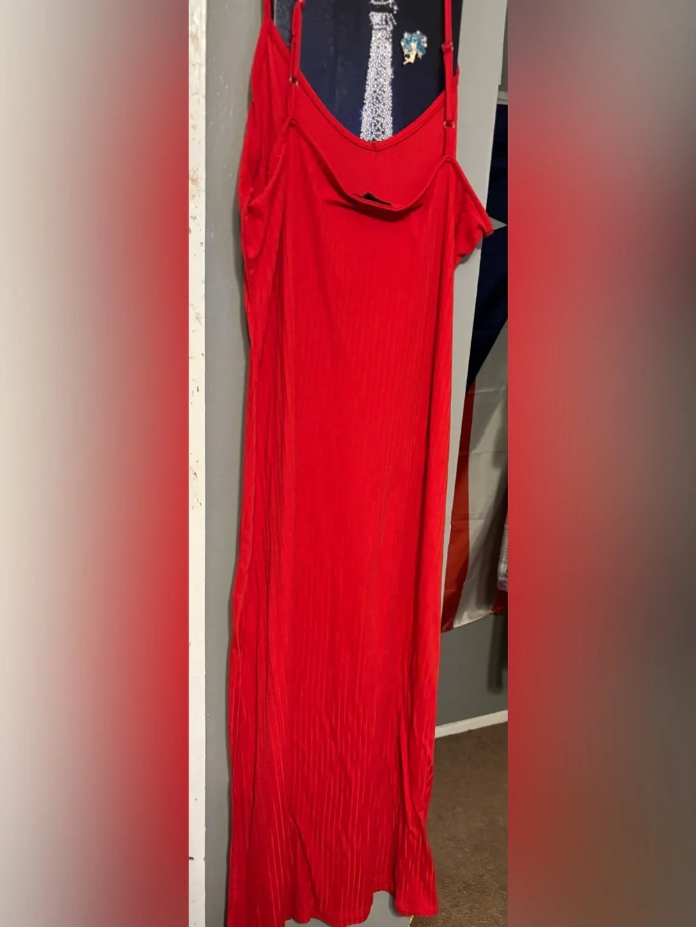 Absolutely Red Ribbed Slip Dress - Picture 4 of 5